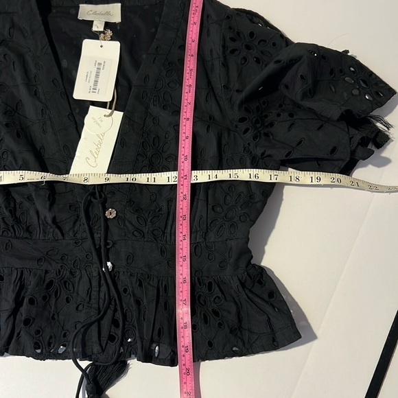 Cleobella Mira Eyelet Organic Cotton Cropped V-Neck Blouse Size Large - Picture 15 of 17